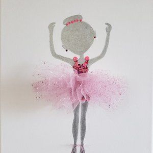 ART Ballet Dancer GIRL Ballerina Art Decor Wall on Stretched Canvas in PINK
